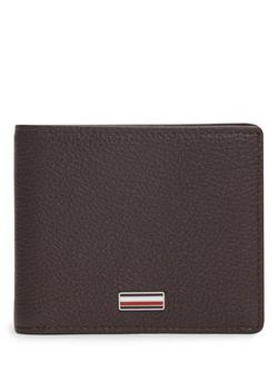 Tommy Hilfiger Leather Signature Plaque Bifold Wallet, Brown, Brown