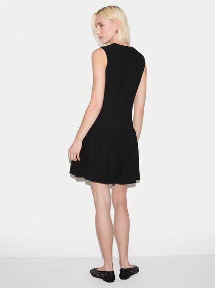 Jigsaw Cotton Rich A-Line Dip Hem Mini Dress, Black - view 2, Black