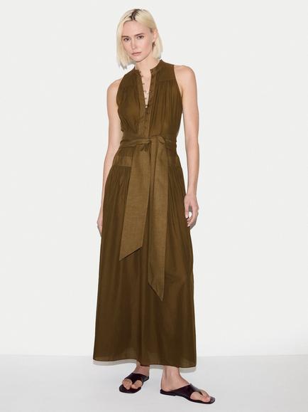 Jigsaw Cotton Fit and Flare A-Line Maxi Dress, Brown, Brown