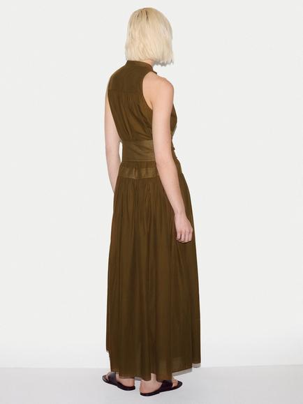 Jigsaw Cotton Fit and Flare A-Line Maxi Dress, Brown - view 2, Brown