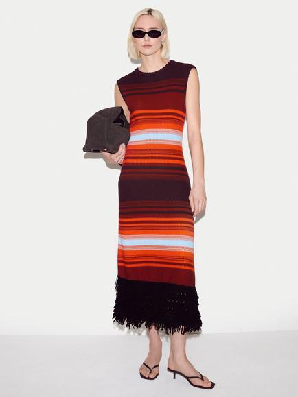 Jigsaw Stripe Straight Maxi Knit Dress, Multi, Multi