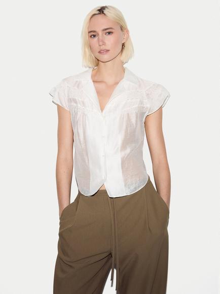 Jigsaw Smocking Top, White, White