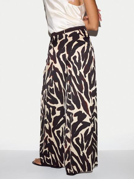Jigsaw Zebra Satin Wrap Trousers, Brown - view 2, Brown