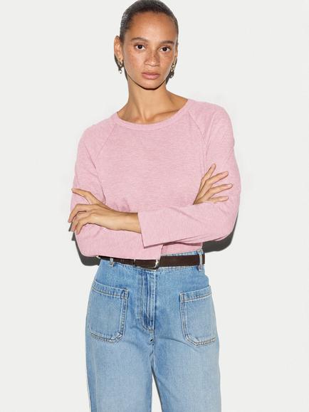 Jigsaw Cotton Luxe Raglan Sleeve T-Shirt, Pastel Pink, Pastel Pink