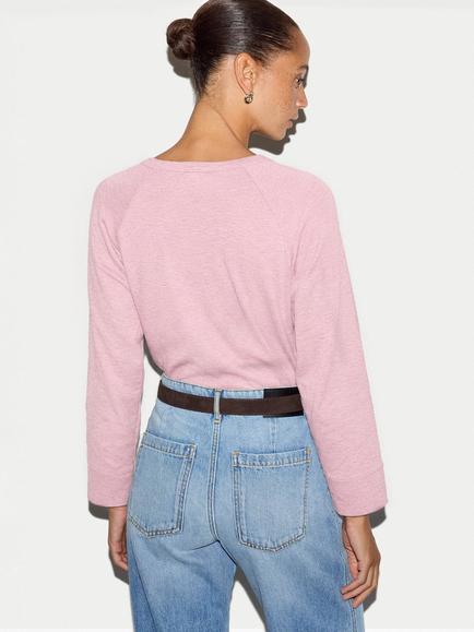 Jigsaw Cotton Luxe Raglan Sleeve T-Shirt, Pastel Pink - view 2, Pastel Pink