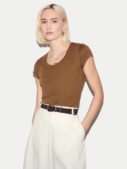 Jigsaw Supima Cotton Scoop Neck T-Shirt, Amaretto
