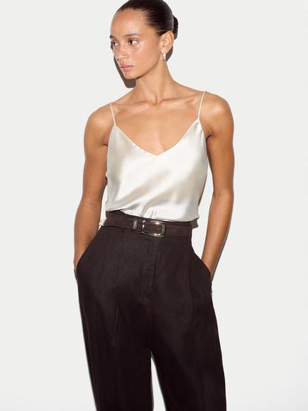 Jigsaw Satin Drape Cami Top, Cream, Cream