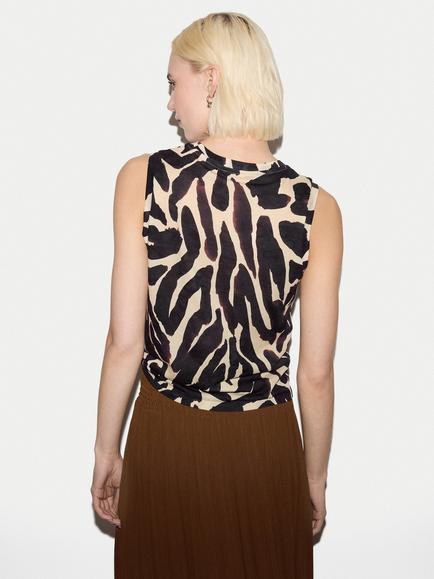 Jigsaw Cotton Slub Zebra Tank Top, Brown - view 2, Brown