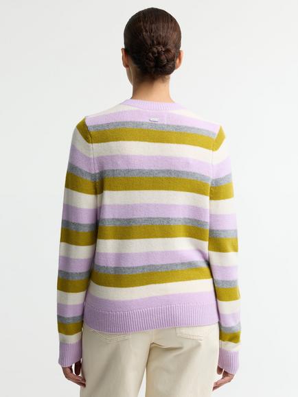 Barbour Woodhouse Wool Rich Striped Jumper, Multi - view 2, Multi