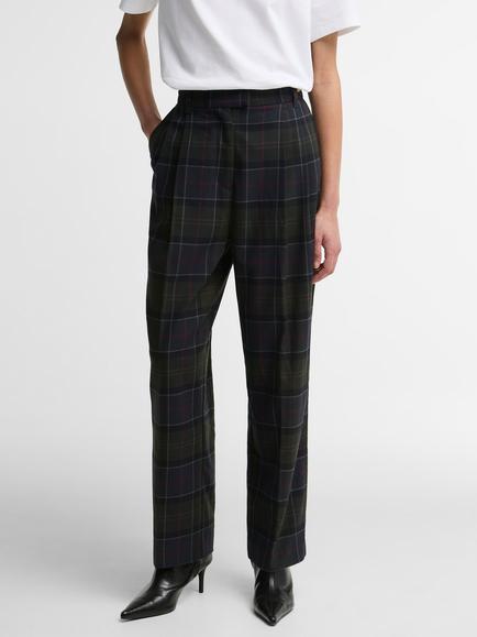 Barbour Delilah Tartan Straight-Leg Trousers, Shadow Class Tartan, Shadow Class Tartan