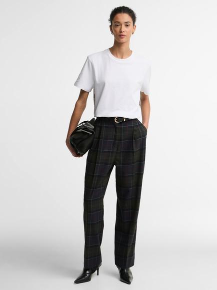 Barbour Delilah Tartan Straight-Leg Trousers, Shadow Class Tartan - view 2, Shadow Class Tartan