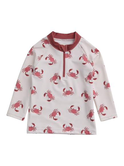 KIDLY by MORI Kids' Long Sleeve Crab Print Rash Vest, Multi, Multi