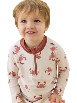 KIDLY by MORI Kids' Long Sleeve Crab Print Rash Vest, Multi - view 2, Multi