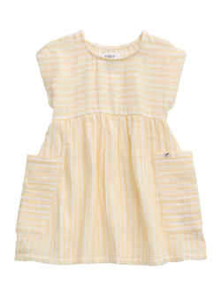 KIDLY by MORI Kids' Striped Cotton Dress, Mustard Stripe, Mustard Stripe
