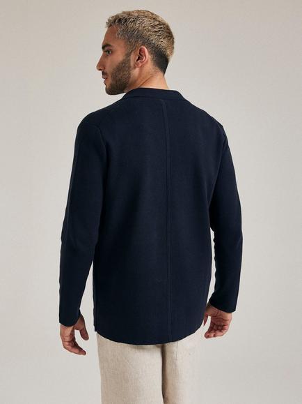 SALTS Unisex Knitted Double Breasted Blazer - view 2, Navy