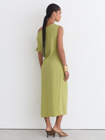 Reiss Beth Asymmetrical Midi Dress, Green - view 2, Green