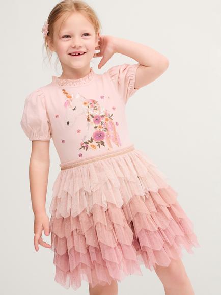 Monsoon Kids' Unicorn Disco Dress, Pink, Pink
