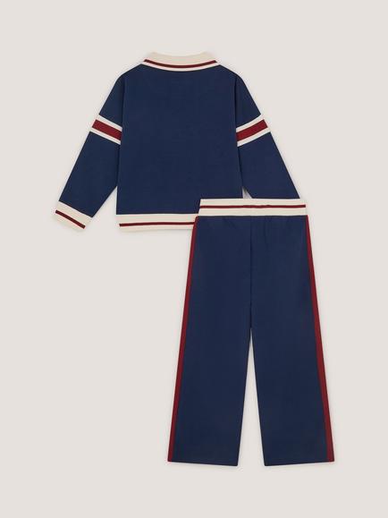 Monsoon Kids' Half Zip Sweatshirt and Joggers Set, Navy - view 2, Navy