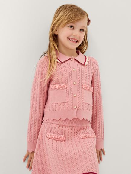 Monsoon Kids' Encrusted Cable Skirt, Pink, Pink