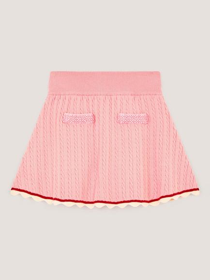 Monsoon Kids' Encrusted Cable Skirt, Pink - view 2, Pink