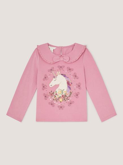 Monsoon Kids' Long Sleeve Unicorn Top, Pink - view 2, Pink