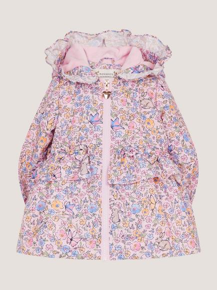 Monsoon Baby Ditsy Print Hooded Coat, Pink, Pink
