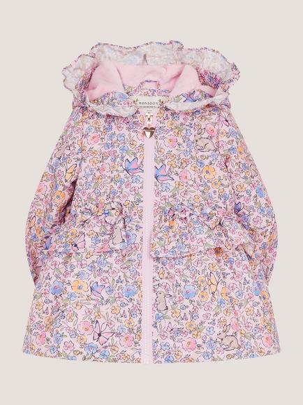 Monsoon Baby Ditsy Print Hooded Coat, Pink - view 2, Pink