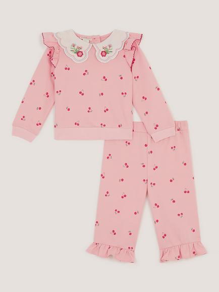 Monsoon Baby Mon Cheri Top and Joggers Set, Pink, Pink