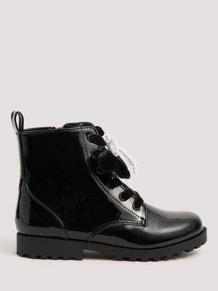Monsoon Kids' Lace Up Boots, Black, Black
