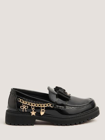 Monsoon Kids' Charm Loafers, Black, Black