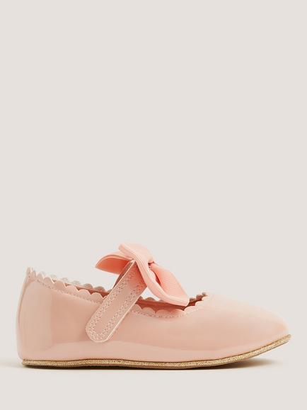 Monsoon Baby Bow Walker Shoes, Pink, Pink