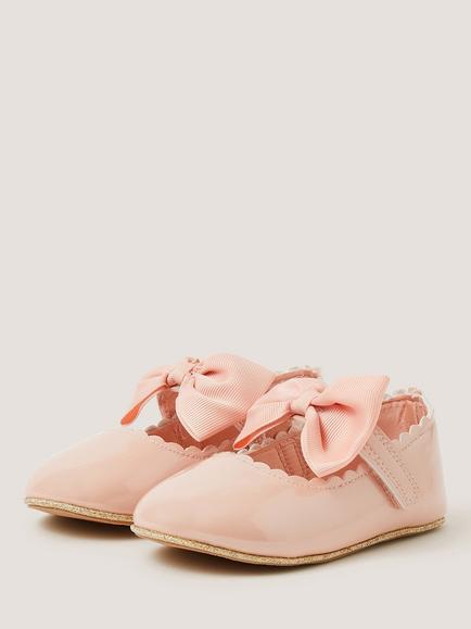 Monsoon Baby Bow Walker Shoes, Pink - view 2, Pink