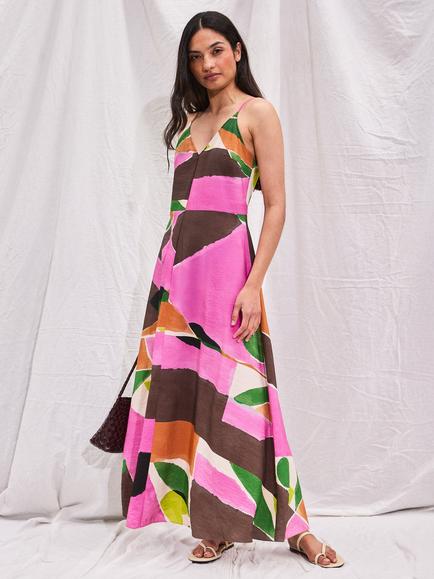 Ro&Zo Petite Abstract A-Line Maxi Dress, Multi, Multi