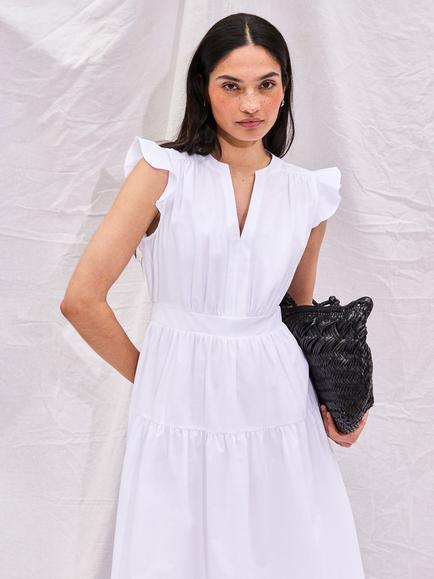 Ro&Zo Petite Cotton Frill Sleeveless Maxi Dress, White - view 2, White