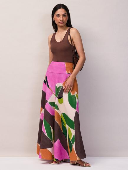 Ro&Zo Petite Abstract A-Line Maxi Skirt, Multi - view 2, Multi