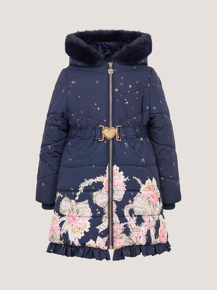Monsoon Kids' Padded Aurora Coat, Navy - view 2, Navy