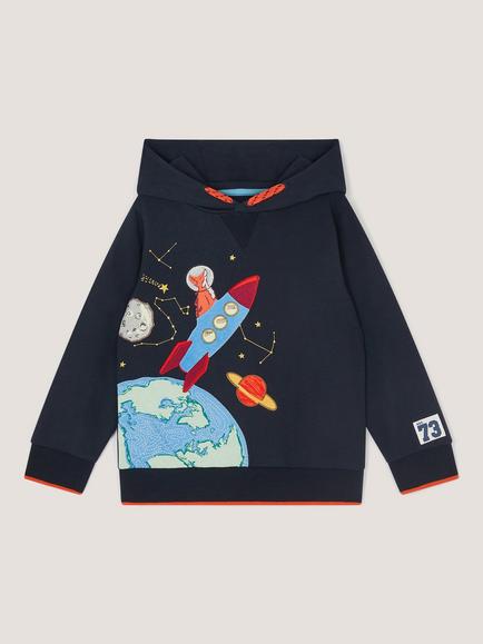 Monsoon Kids' Glow In The Dark Space Hoodie, Navy, Navy