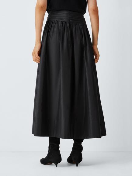 John Lewis x RIXO Hester Silk Taffeta Midi Skirt, Black - view 2, Black