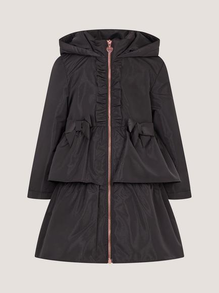 Monsoon Kids' Ruffle Raincoat, Black - view 2, Black