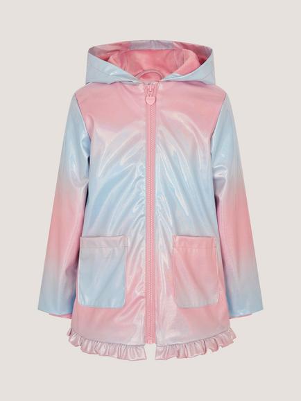 Monsoon Kids' Ombre Shimmer Raincoat, Pink - view 2, Pink