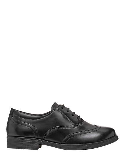 Geox Kids' Agata Derby Leather School Shoes, Black, Black