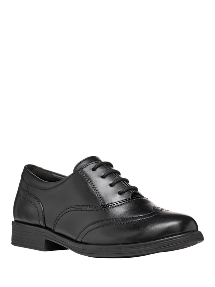 Geox Kids' Agata Derby Leather School Shoes, Black - view 2, Black