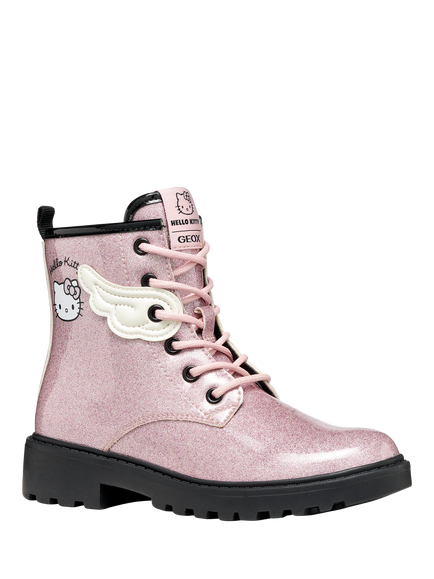 Geox Kids' Casey Hello Kitty Boots, Pink/Black - view 2, Pink/Black