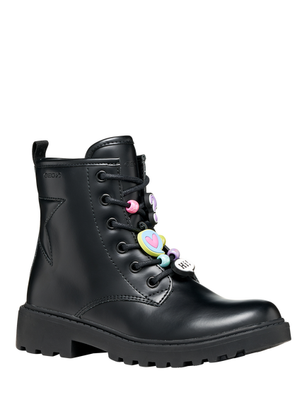 Geox Kids' Casey Ankle Boots, Black/Multi - view 2, Black/Multi