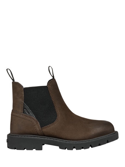 Geox Kids' Shaylax Leather Chelsea Boots, Dark Brown/Black, Dark Brown/Black
