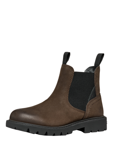 Geox Kids' Shaylax Leather Chelsea Boots, Dark Brown/Black - view 2, Dark Brown/Black