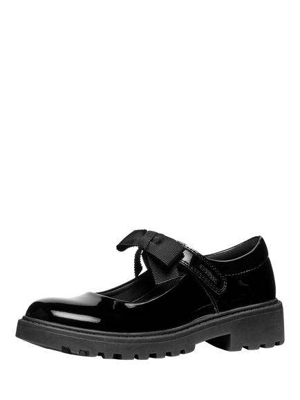 Geox Kids' Casey Patent Ballet Shoes, Black - view 2, Black