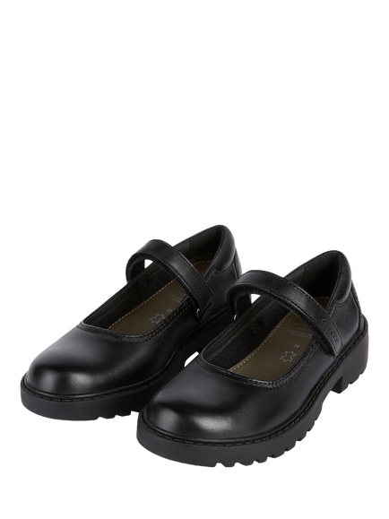 Geox Kids' Casey Leather Ballet Shoes, Black - view 2, Black