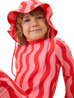 KIDLY by MORI Kids' Long Sleeve Sunsafe Swimsuit, Pink/Red - view 2, Pink/Red