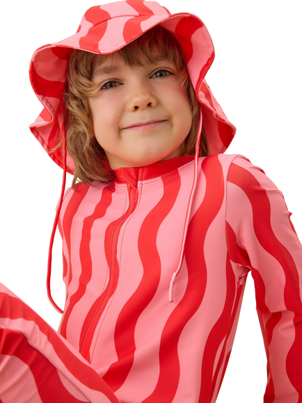 KIDLY by MORI Kids' Long Sleeve Sunsafe Swimsuit, Pink/Red - view 2, Pink/Red